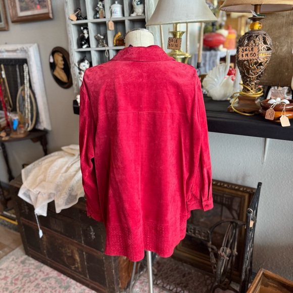 Denim & Co 90s/Y2K Red Suede Jakcet 1X - Picture 4 of 8